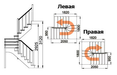 Схема лестницы К-033М схема лестницы К-031М